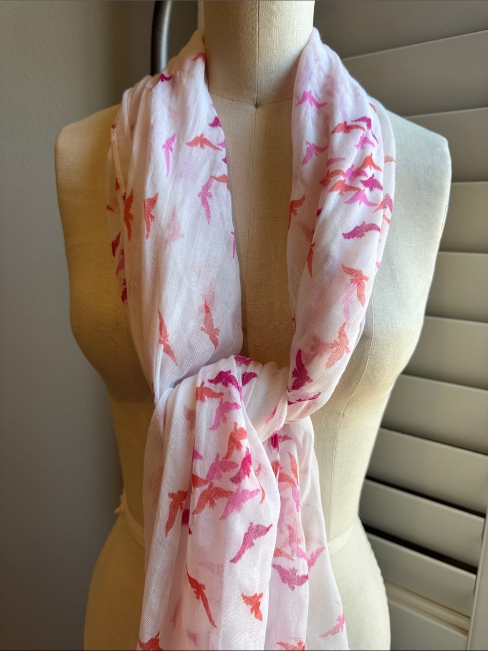 Fat Face Pink & Coral Bird-Print Women's Scarf